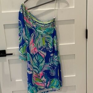 Lilly Pulitzer One Shoulder Dress - Blue and Pink